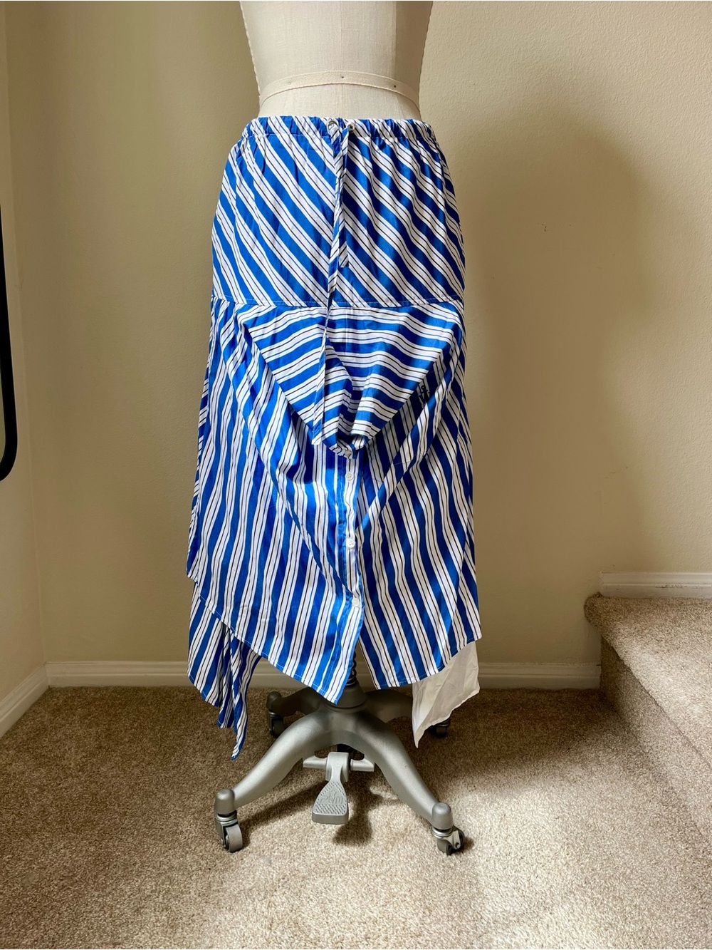 JW Anderson Striped Blue & White Handkerchief Hem Skirt - Picture 5 of 6